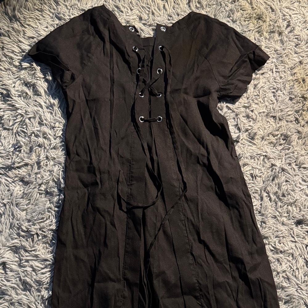Theory Black Lace-Up Mini Dress